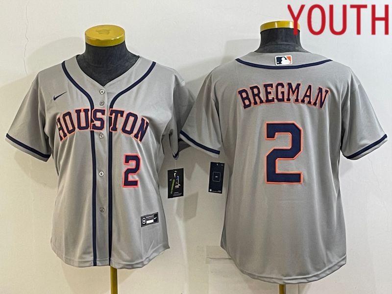 Youth Houston Astros #2 Bregman Grey Game Nike 2022 MLB Jerseys->youth mlb jersey->Youth Jersey